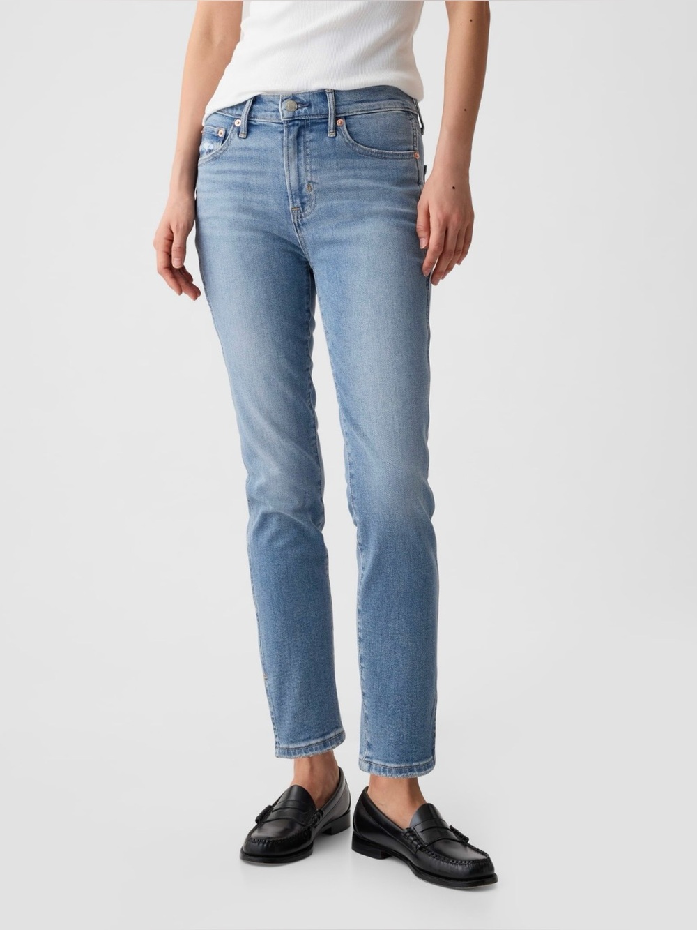 GAP Mid Rise Vintage Slim Split-Hem Jeans - Medium Wash - size 29 (8) Reg